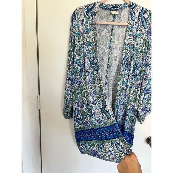 Soma Kimono Pajama Wrap Folklore Royal Blue Stretch Soft Large - Picture 5 of 8